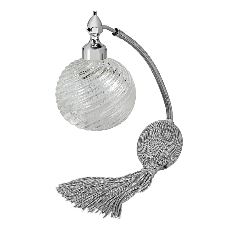 PALLADIUM PLATED FIZZ BALL MOUNT, CLEARMURANO GLASS, INSERTED SILVER LEAF